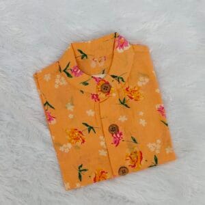 Orange Floral cotton shirt