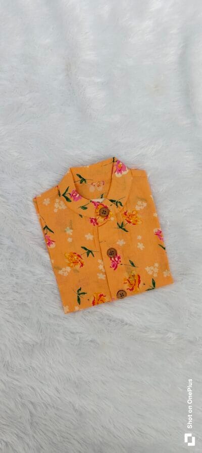 Orange Floral cotton shirt