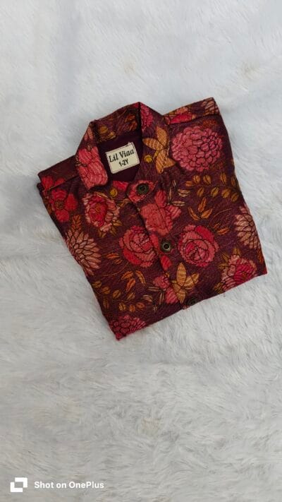 Purple floral silk shirt - Image 3