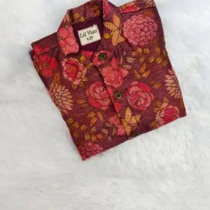 Purple floral silk shirt