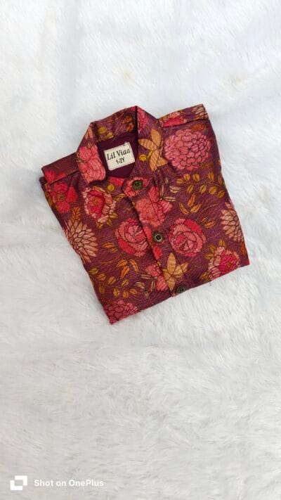 Purple floral silk shirt