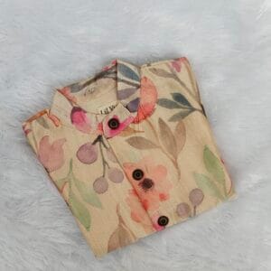 Half white floral tussar silk