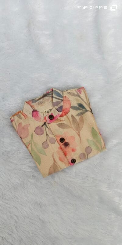 Half white floral tussar silk